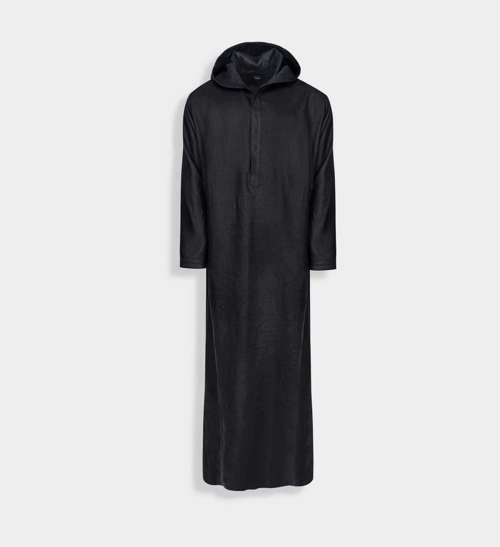 Black Linen Thobe Hoodie