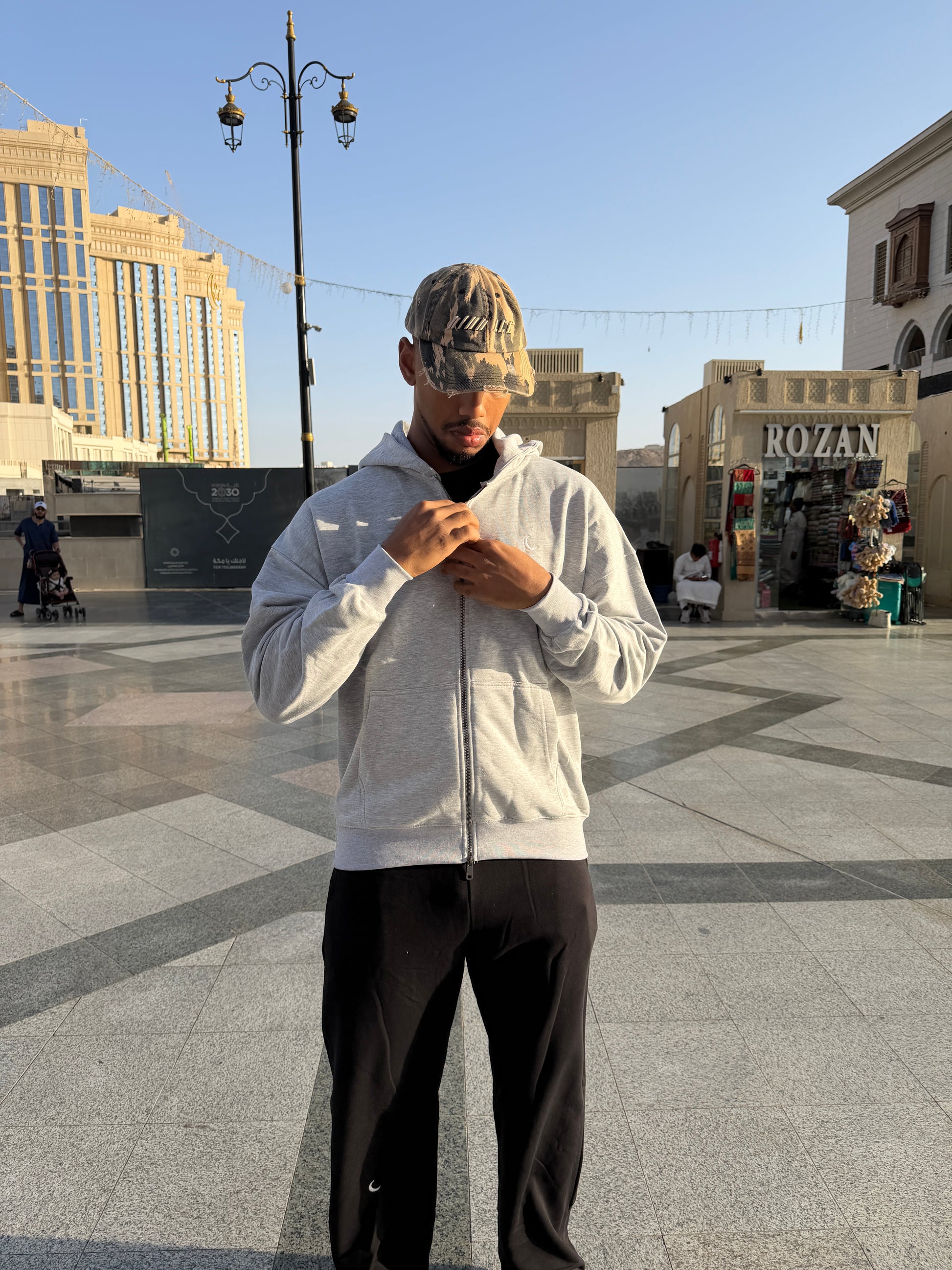 Grey Makkah Zip-Up