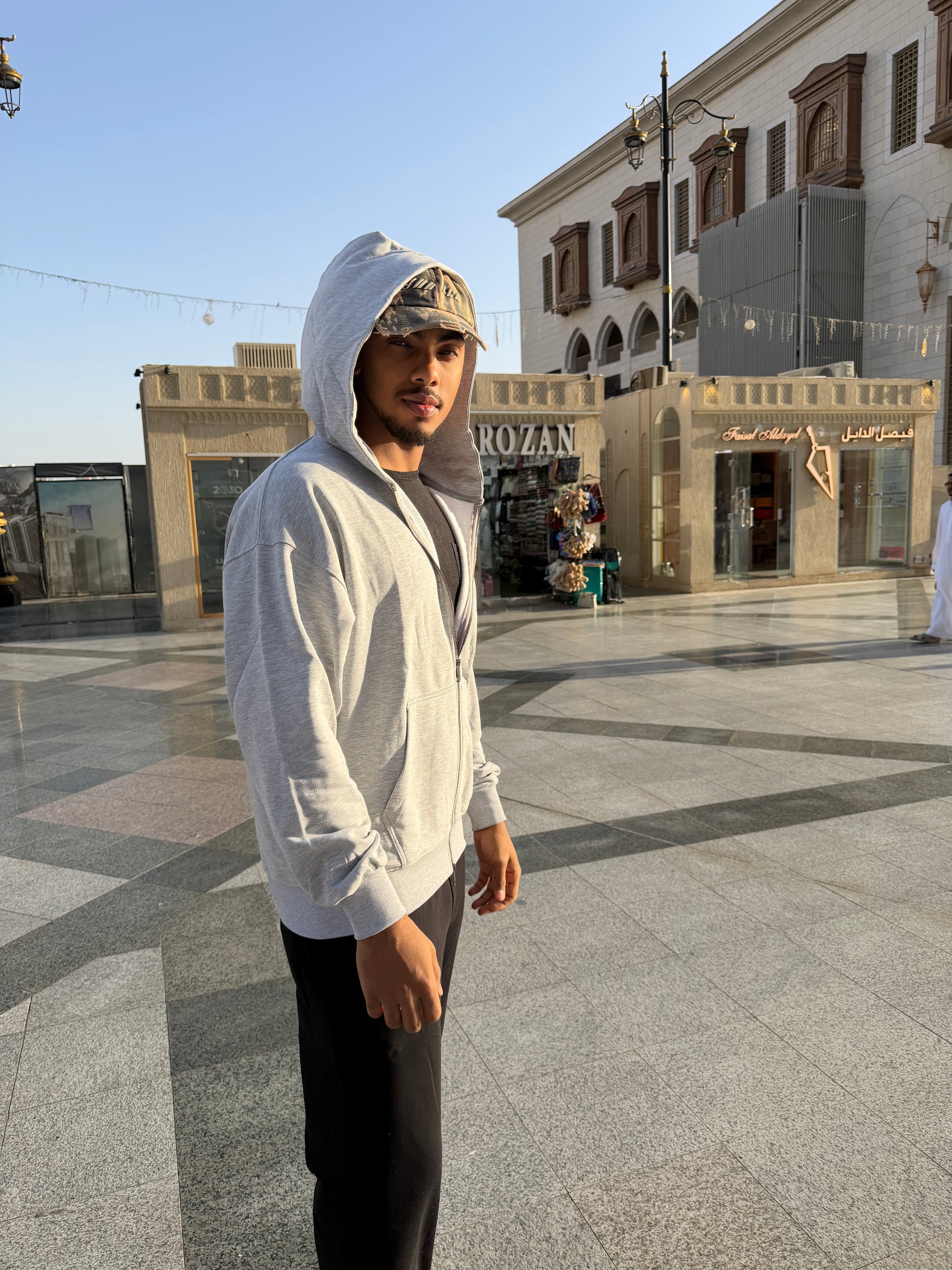 Grey Makkah Zip-Up